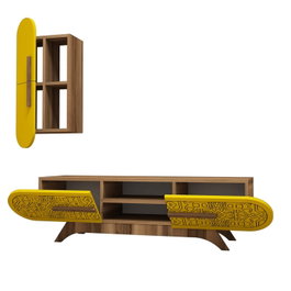 Hanah Home Mueble de TV Defne - Nogal y Amarillo